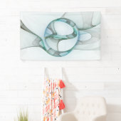 抽象芸術モダンフラクタルアートブルーターコイズグレー 横断幕 (インサイチュ)