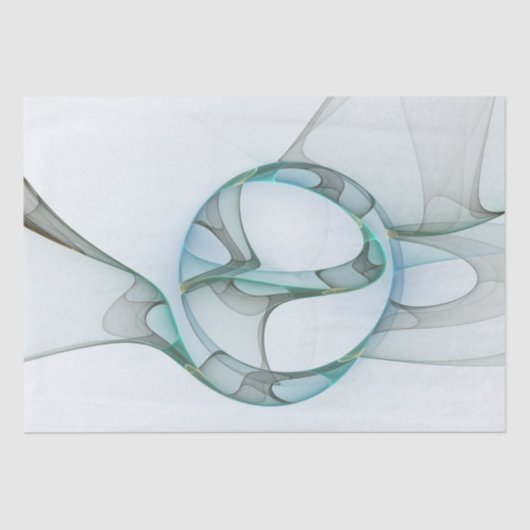 抽象芸術モダンフラクタルアートブルーターコイズグレー 薄葉紙 (正面)