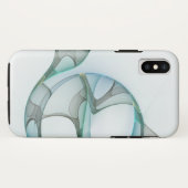 抽象芸術モダンフラクタルアートブルーターコイズグレー Case-Mate iPhoneケース (裏面(横))