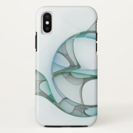 抽象芸術モダンフラクタルアートブルーターコイズグレー iPhone XSケース