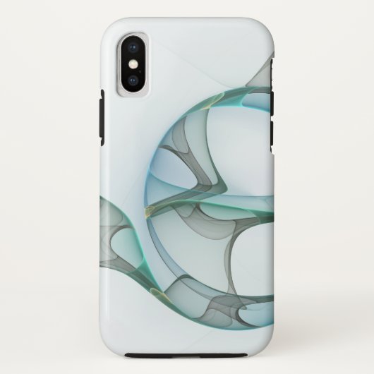 抽象芸術モダンフラクタルアートブルーターコイズグレー Case-Mate iPhoneケース (裏面)