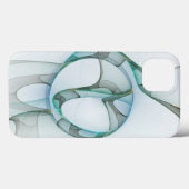 抽象芸術モダンフラクタルアートブルーターコイズグレー Case-Mate iPhoneケース (裏面 (横))