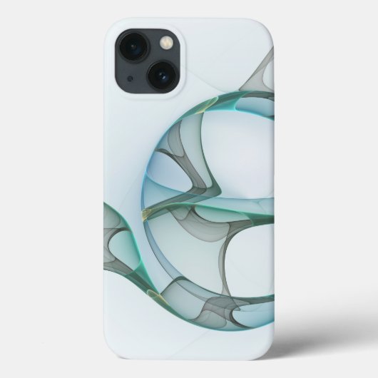 抽象芸術モダンフラクタルアートブルーターコイズグレー Case-Mate iPhoneケース (裏面)