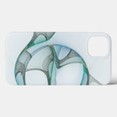 抽象芸術モダンフラクタルアートブルーターコイズグレー Case-Mate iPhoneケース (裏面 (横))