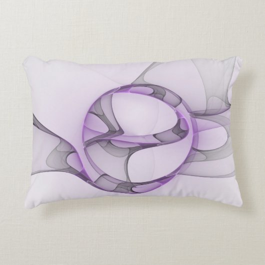 抽象芸術モダンフラクタルアートラベンダーグレー アクセントクッション (正面)