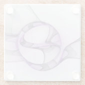 抽象芸術モダンフラクタルアートラベンダーグレー ガラスコースター (裏面)