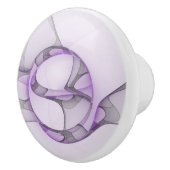 抽象芸術モダンフラクタルアートラベンダーグレー セラミックノブ (右)