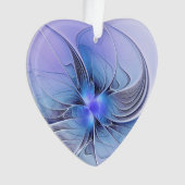 抽象芸術モダンフラクタルアートラベンダーブルーハート オーナメント (正面)