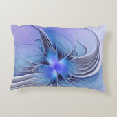 抽象芸術モダンフラクタルアートラベンダーブルー アクセントクッション (裏面)