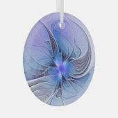 抽象芸術モダンフラクタルアートラベンダーブルー ガラスオーナメント (正面右)