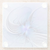 抽象芸術モダンフラクタルアートラベンダーブルー ガラスコースター (裏面)