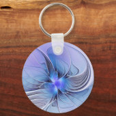 抽象芸術モダンフラクタルアートラベンダーブルー キーホルダー (裏面)