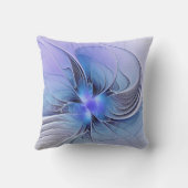抽象芸術モダンフラクタルアートラベンダーブルー クッション (裏面)