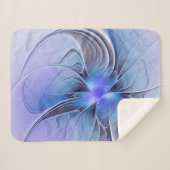 抽象芸術モダンフラクタルアートラベンダーブルー シェルパブランケット (正面(横))