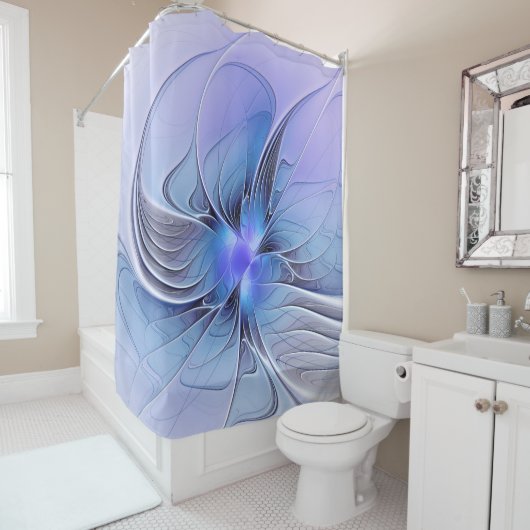 抽象芸術モダンフラクタルアートラベンダーブルー シャワーカーテン (インサイチュ)