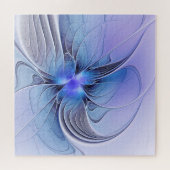 抽象芸術モダンフラクタルアートラベンダーブルー ジグソーパズル (横)