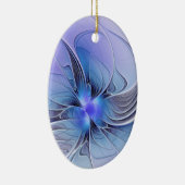 抽象芸術モダンフラクタルアートラベンダーブルー セラミックオーナメント (右)