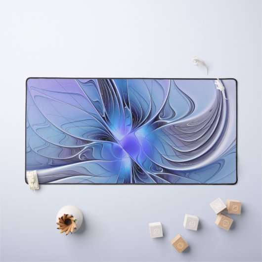 抽象芸術モダンフラクタルアートラベンダーブルー デスクマット (キッズテーブル)