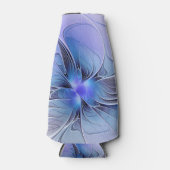 抽象芸術モダンフラクタルアートラベンダーブルー ボトルクーラー (正面)