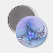 抽象芸術モダンフラクタルアートラベンダーブルー マグネット (正面/裏面)