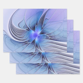 抽象芸術モダンフラクタルアートラベンダーブルー ラッピングペーパーシート