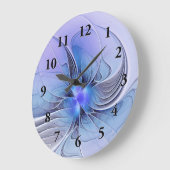 抽象芸術モダンフラクタルアートラベンダーブルー ラージ壁時計 (傾斜)