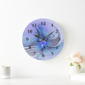 抽象芸術モダンフラクタルアートラベンダーブルー ラージ壁時計 (ホーム)