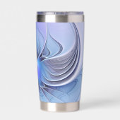 抽象芸術モダンフラクタルアートラベンダーブルー 保温保冷タンブラー (背面)
