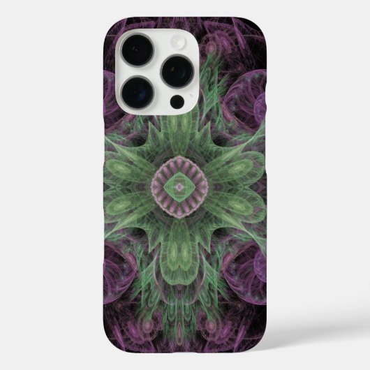 抽象芸術モダンフラクタルパープルおよびグリーンデザイン Case-Mate iPhoneケース (裏面)
