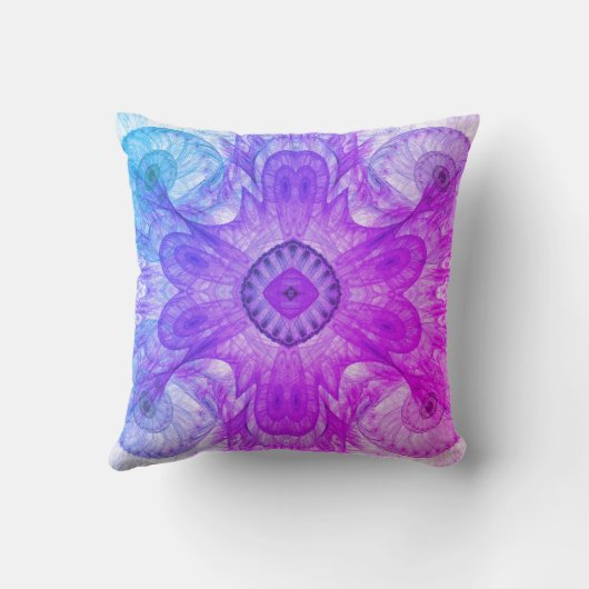 抽象芸術モダンフラクタルピンクとブルーのデザイン クッション (裏面)