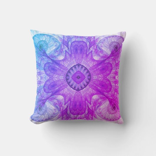 抽象芸術モダンフラクタルピンクとブルーのデザイン クッション (正面)