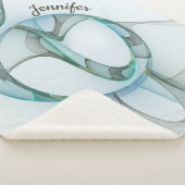 抽象芸術モダンフラクタルブルーターコイズグレー名 シェルパブランケット (3/4)