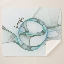 抽象芸術モダンフラクタルブルーターコイズグレー名 シェルパブランケット