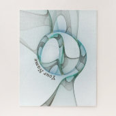 抽象芸術モダンフラクタルブルーターコイズグレー名 ジグソーパズル (縦)