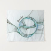 抽象芸術モダンフラクタルブルーターコイズグレー名 タペストリー (正面(横))