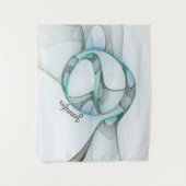 抽象芸術モダンフラクタルブルーターコイズグレー名 タペストリー (正面)