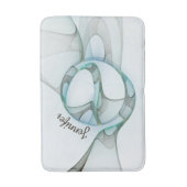 抽象芸術モダンフラクタルブルーターコイズグレー名 バスマット (正面縦)