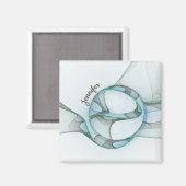 抽象芸術モダンフラクタルブルーターコイズグレー名 マグネット (正面/裏面)