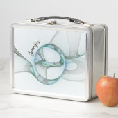 抽象芸術モダンフラクタルブルーターコイズグレー名 メタルランチボックス (インサイチュ)