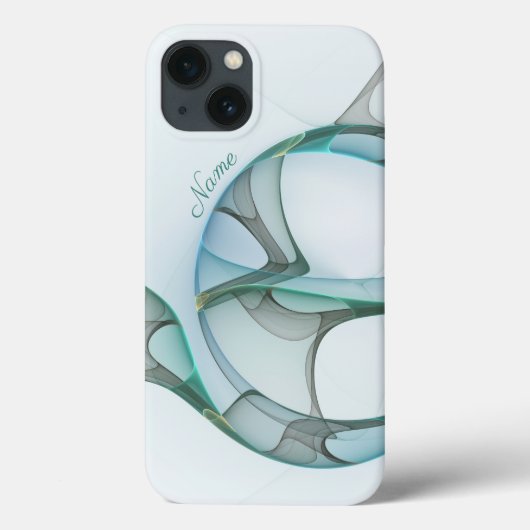 抽象芸術モダンフラクタルブルーターコイズグレー名 Case-Mate iPhoneケース (裏面)
