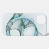 抽象芸術モダンフラクタルブルーターコイズグレー名 Case-Mate iPhoneケース (裏面 (横))
