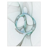 抽象芸術モダンフラクタルブルーターコイズグレー文字 テーブルクロス (正面)