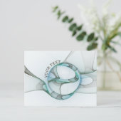 抽象芸術モダンフラクタルブルーターコイズグレー文字 ポストカード (スタンド正面)