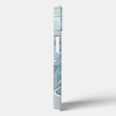 抽象芸術モダンフラクタル花とブルーモノグラム Case-Mate iPhoneケース (裏面 / 右)