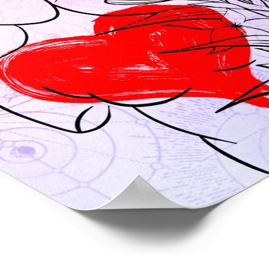 抽象芸術モダンフラワーアートとラブ引用文 ポスター (角)