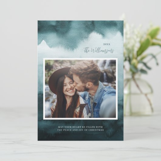 抽象芸術モダンフロストクリスマスフォトカード シーズンカード (スタンド正面)