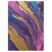 抽象芸術モダンフローのアート – 青と金ゴールド- クリップボード (裏面)