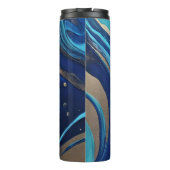 抽象芸術モダンフローアートブルーと金ゴールド タンブラー (裏面)