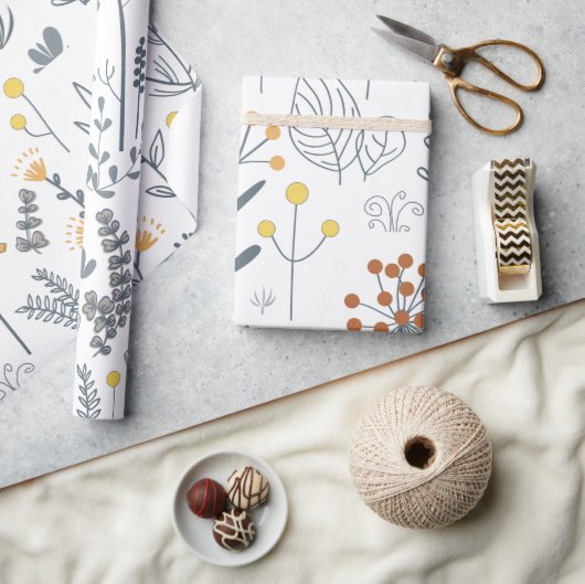 抽象芸術モダンフローラのシームレスなパターン ラッピングペーパー (クラフト)