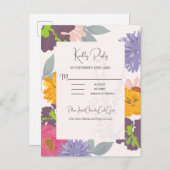 抽象芸術モダンフローラウェディングRSVPカード ポストカード (正面/裏面)